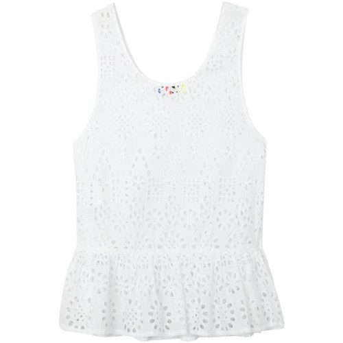 MSGM Eyelet Cotton Peplum Top ❤ liked on Polyvore (see more peplum shirts)