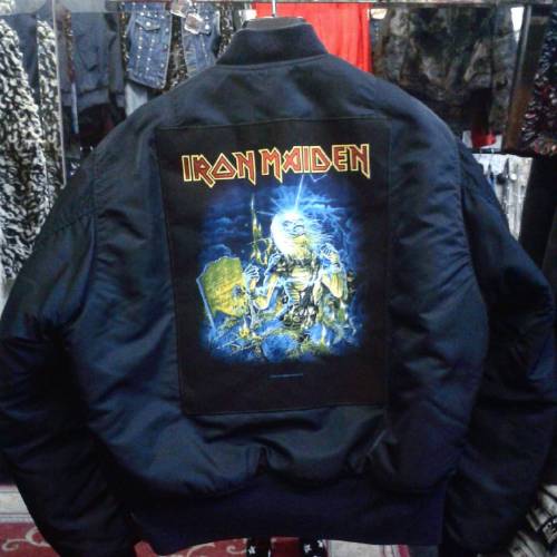 Iron Maiden Schott bomber jacket costumized by Bowsdontcry clothing. #bowsdontcry #ironmaiden #schot