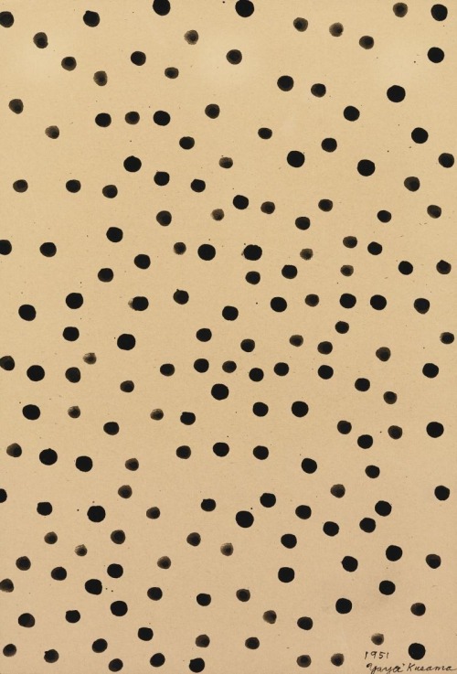 dappledwithshadow:  Yayoi KusamaDOTS ACCUMULATION NO. 31 Dimensions:  16.75 X 12 in (42.54 X 30.48 cm)Medium:  ink on paperCreation Date:  1951 