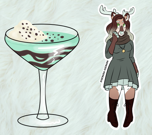 Okay I lied about being done with drink furries. Here’s a Grasshopper deer! She is also trans. I ori