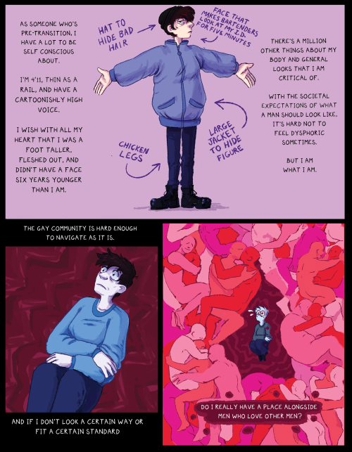 A comic I did for the Queer Bodies Rainbow Reflection anthology! I made this December of 2018, so a 