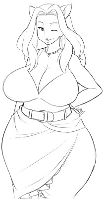 overlordzeon:  So here’s a sketch of Pinepine (I think that’s her name) from that one episode of Space Dandy. When I first see this lady and I was like “Oh my, This woman is tall and pretty~”  I might color this soon.