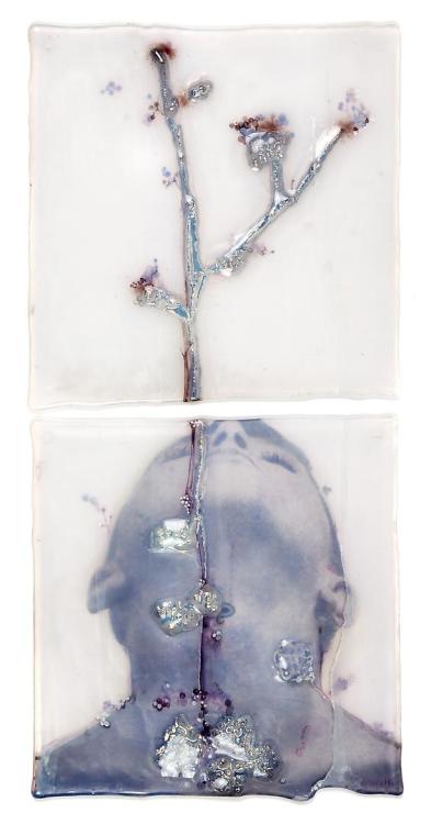 artemisdreaming: From the I Search the Snow Series, kiln formed glass, engraved, silvered, painted p