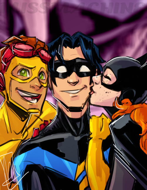 missmachine2003:Nightwing and Red Hood with their red head besties.