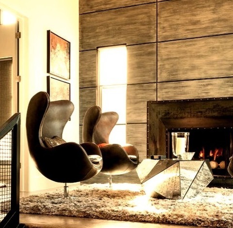 Modern Family Room - Loft-StyleExample Of A Small Minimalist Loft-style Concrete Floor Family Room Design