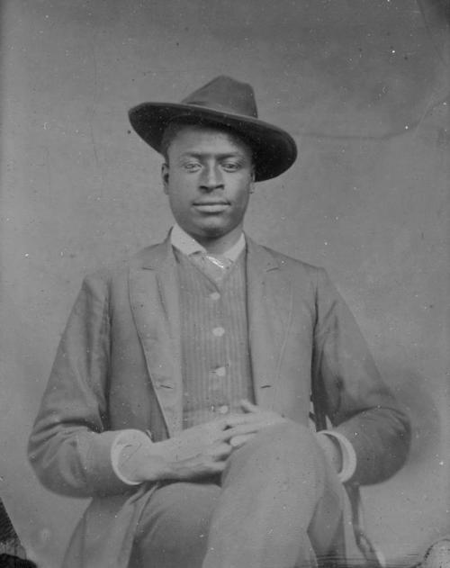 chubachus:Tintype portrait of an unidentified African American man possibly taken in Kentucky, c. 18