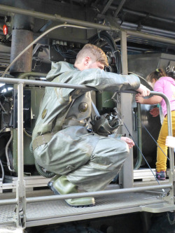 farmboy84hh:  Austrian Army dude in full Rubber Suit and Wellies by coen6 http://flic.kr/p/gZxvn8  Hey let me know where I can get this rubber suit.  Love the look