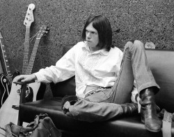 soundsof71:  Neil Young backstage at the Electric Factory, Philadelphia, February 1970. Reprise Records artist poster by Joel Bernstein.