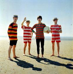 The Beatles on the beach in 1963 - Photograph