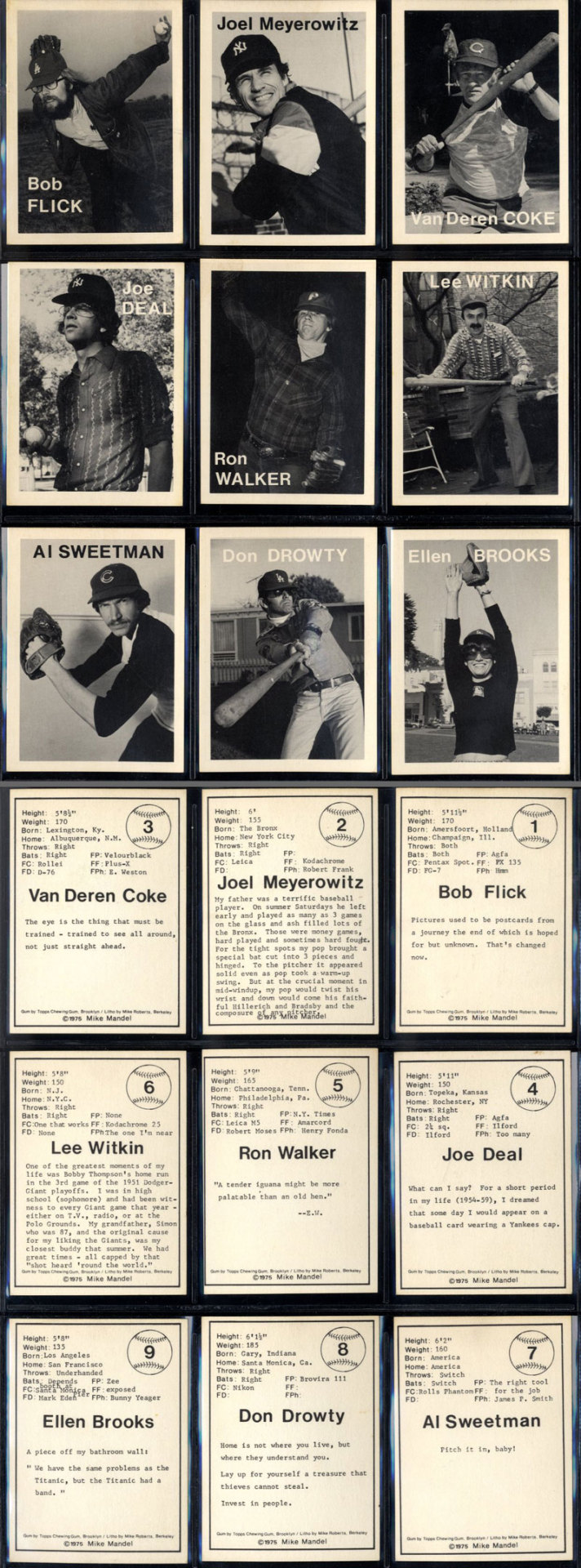 Mike Mandel, Photographer Trading Cards, 1975