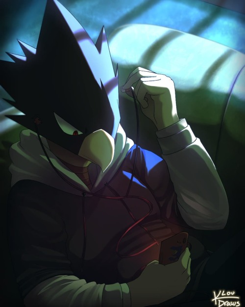 Tokoyami listening to that classic playlist of carefully curated Emo/Punk music #MyHeroAcademia #fan