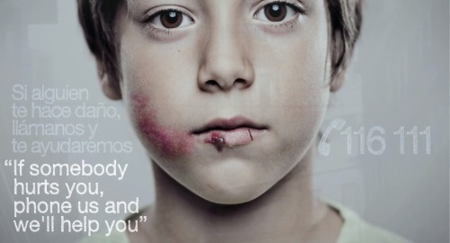 my-patronus-is-obamas-face:   itsthatyoutubegirl:  darebearlee:  thescienceinforever:  klaatu:  Interesting child abuse poster A poster made by The Spanish organization ANAR Foundation (Aid to Children and Adolescents at Risk). They started a new street