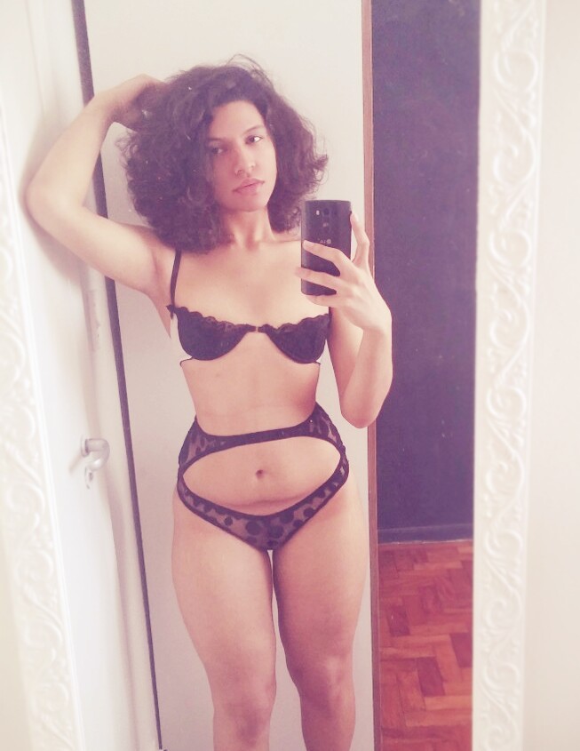 spectrumofadistantdream:  I was much bigger when I first posed in this lingerie.