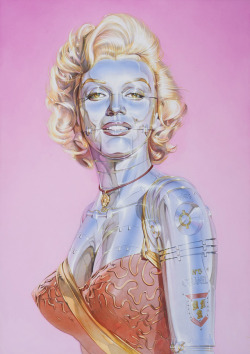 b3ngal:  Marilyn Monroe sexy robot by Japanese illustrator Hajime Sorayama, mostly known for his precisely detailed erotic portrayals of feminized, biomechanoid robots