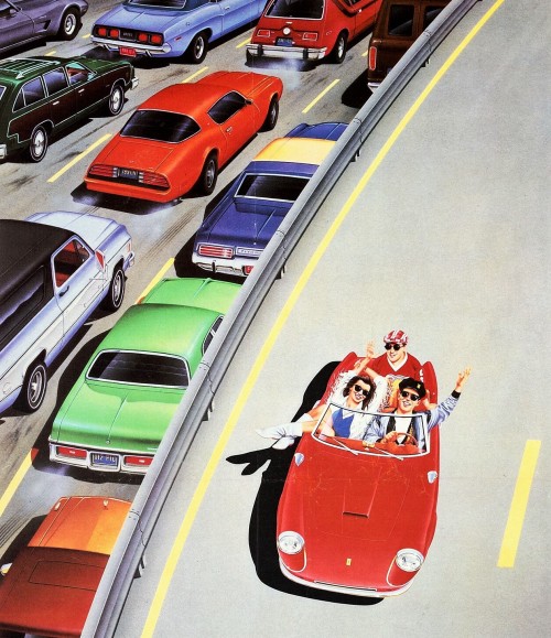 atomic-chronoscaph: Ferris Bueller’s Day Off - art by Adrian Purkis (1986)