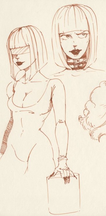 adoggoart: high-res sketch dump scan from yesterday’s early morning Inktober work.  Character’s are: ★ OC and main character for a thing I’m doing with @geofront-inhabitant ★ Sailor Pellegrino with wavy hair ★ Random not-Yas cyberpunk babe