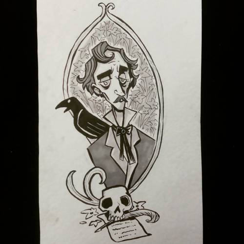 #Inktober number 8! #nationalpoetryday #edgarallenpoe #poe #gothic #illustration