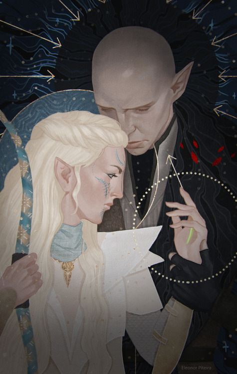 eleonorpiteira:The Wolf and The Wind, from Dragon Age: Inquisition (x)Zephyr Lavellan and Solas, com