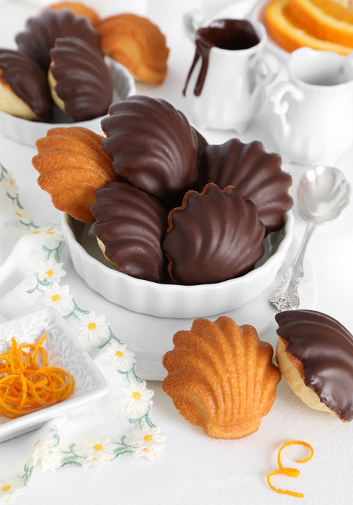 Tea Time | Chocolate-Dipped Orange Madeleines | Recipe