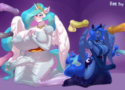 nsfwkevinsano:  plankboynsfw:   Commission (9/10): Royal Icing. Commission from Ulitmaknight0 of tumblr. Learned more how to draw jizz with this one and more urges to draw Tia and Luna for the future. bonus sketch:  Holy cow those dresses   &lt; |D’‘‘‘‘