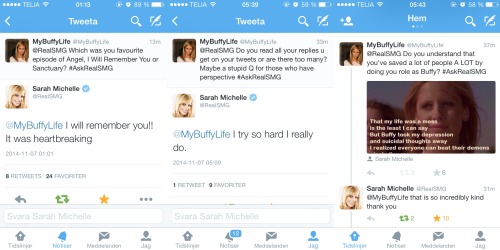 The extreme happiness when Sarah Michelle Gellar tweet you back three times!