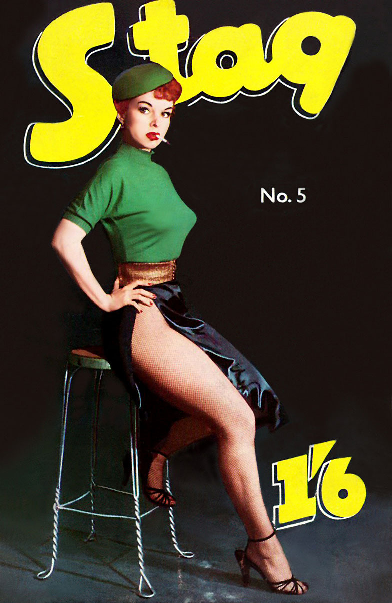 burleskateer:Marcia Edgington appears on cover No. 5 of ‘Stag’ magazine; an International
