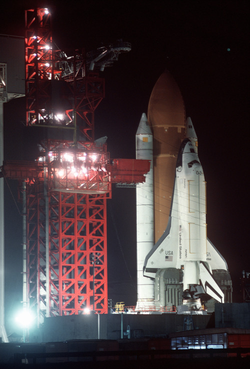 for-all-mankind: senior-crown: Enterprise standing tall on SLC-6 at Vandenberg AFB, California. I re