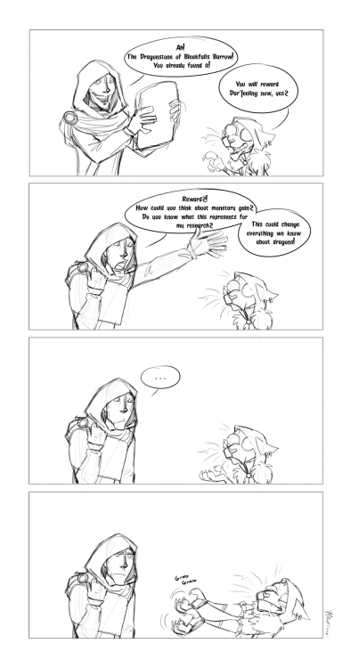 darjeelingtheskoomacat:  Dar’Jeeling did not get her reward. So Dar’Jeeling took the mage’s things.