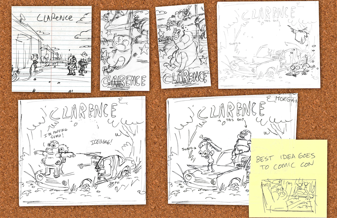 How many sketches go into creating Clarence? SO MANY SKETCHES.