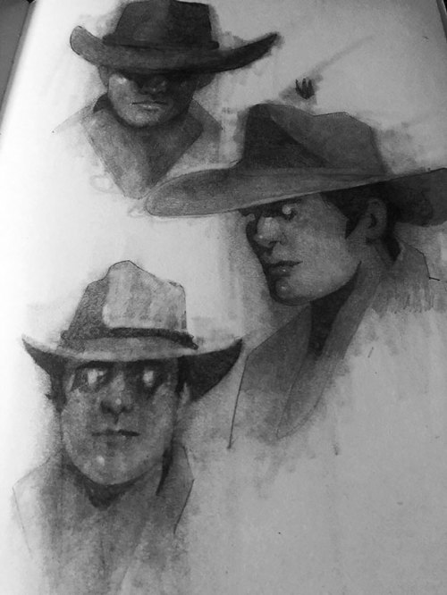 Some pencil drawings/sketches of Arthur Morgan in my sketchbook.