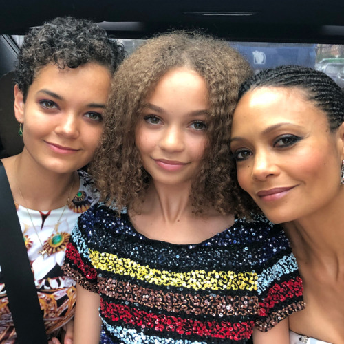 Thandie Newton and her daughters, Ripley and Nico, at the premiere of Mamma Mia: Here We Go Again!