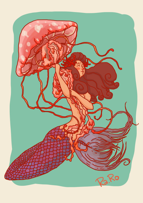 UmbrellaThis mermaid with jellyfish umbrella is for @m-eliart . I remind you that the requests are s