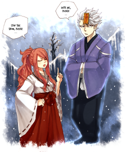 blanania:  Lyredy week: Day 2 - Ice coldMore AU (cause I’m AU trash) where our snow spirit was trying to flirt the miko.But…And this is (of course) dedicated to my waifu blamedorange