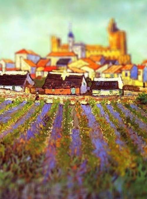 danceabletragedy:Van Gogh’s Paintings Get Tilt-Shifted by Serena Malyon      Serena Malyon, a 3rd-year student at art school, took some of van Gogh’s most beautiful paintings and altered them in Photoshop to achieved this amazing tilt-shift effect.