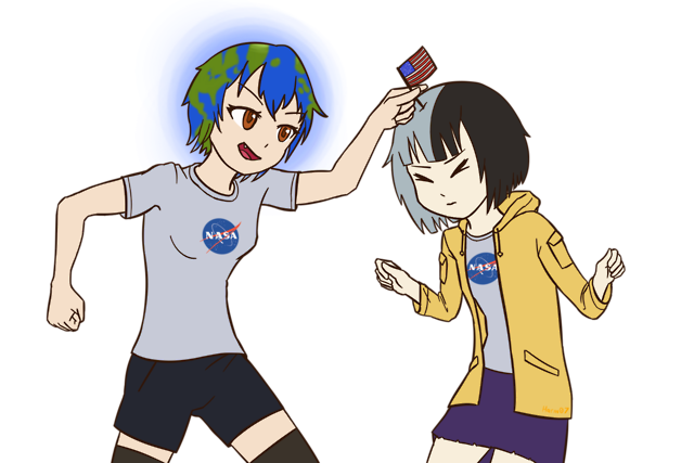 Happy 50th Anniversary to the Giant Leap for Mankind #art#my art#earth-chan#moon-chan