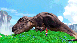 yoshizilla-rhedosaurus:  Something this beautiful would not have happened decades ago. Mario can possess a T-Rex. Move over, Yoshi.