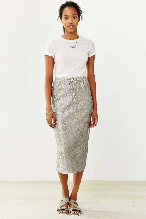 Martel Crinkled Foil Knit Skirt