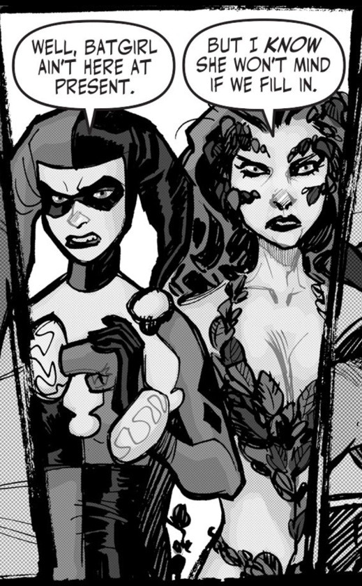 nomalez:jules616:Harley and Ivy to the rescue.  Batman: Black and White #3.  [Français]