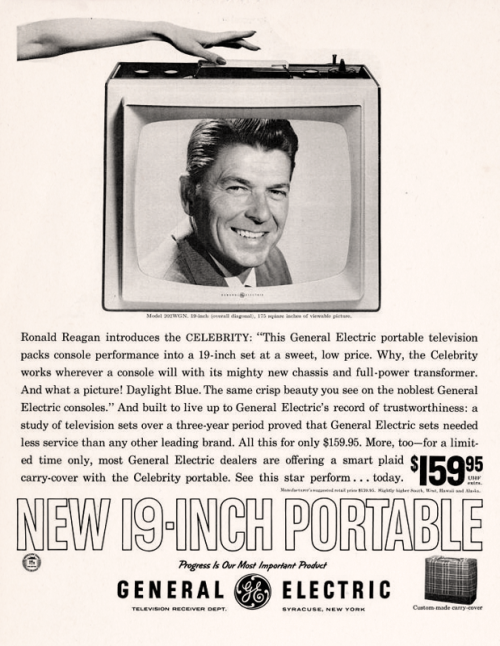 Ronald Reagan for General Electric Portable Television, 1961Adjusted for inflation this $159.95 port