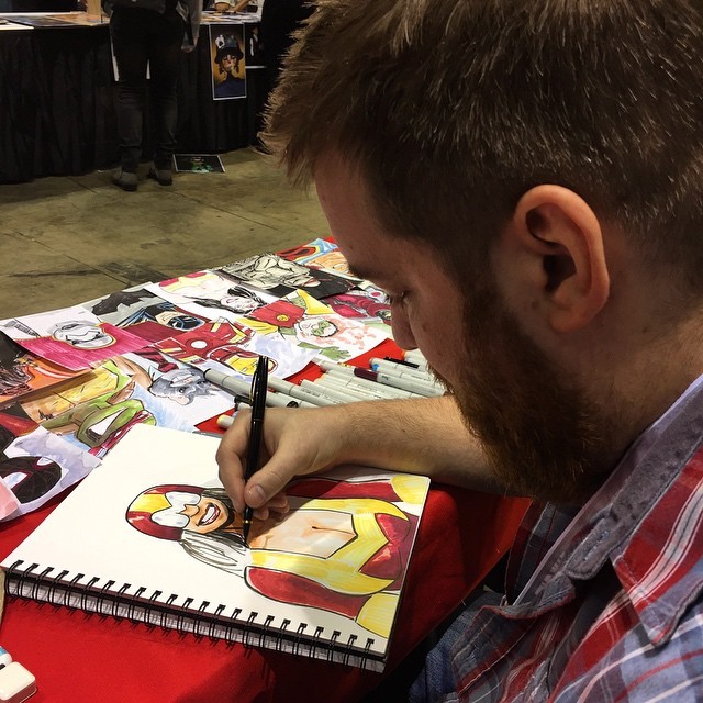 @hamsterrage hard at work…day 2 #C2E2 #chicago #comics #tableE7