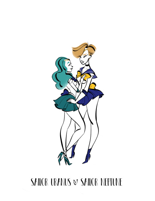 bluelemondraws: Couldn´t sleep so here is a Sailor Uranus and Sailor Neptune piece :D