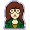 Pixel art of Daria Morgendorffer from the animated show Daria