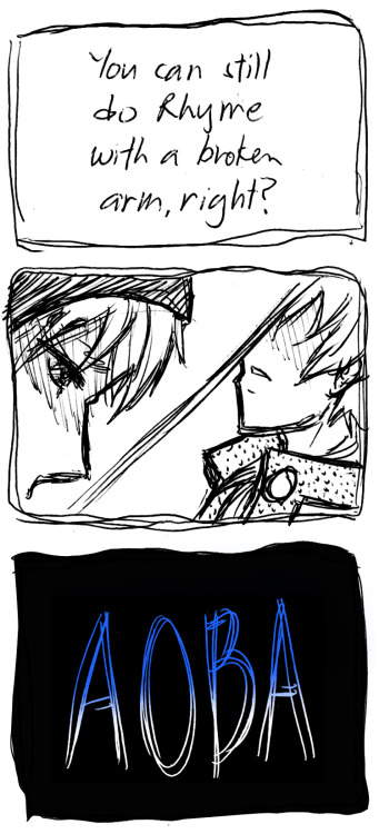 paranoiao:   — Aoba then takes that moment to knee Noiz in the groin because damn brats should know better than to barge in uninvited. …Fucking shoujo sparkles *grumble grumble* And because the Color-Soulmates AU refuses to leave me, more on it under
