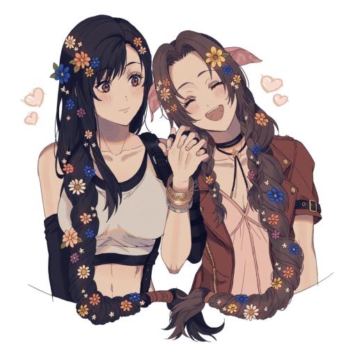 ✧･ﾟ: *✧ Flowery Handholding ✧ *:･ﾟ✧♡ Characters ♡ : Tifa Lockhart ♥ Aerith Gainsborough♢ Video Game 