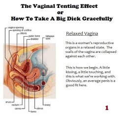catight:  Listen up, ladies!  If you’re fucking somebody with a huge dick and it hurts, you need to read this.  Please reblog to educate others. Source: http://largeinlife.blogspot.com/2010/05/vaginal-tenting-effect.html