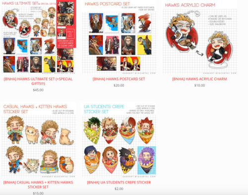 kadeart:Hi ! I’ve just added BNHA products to my new online store! (with lots of Hawks! ) Please che