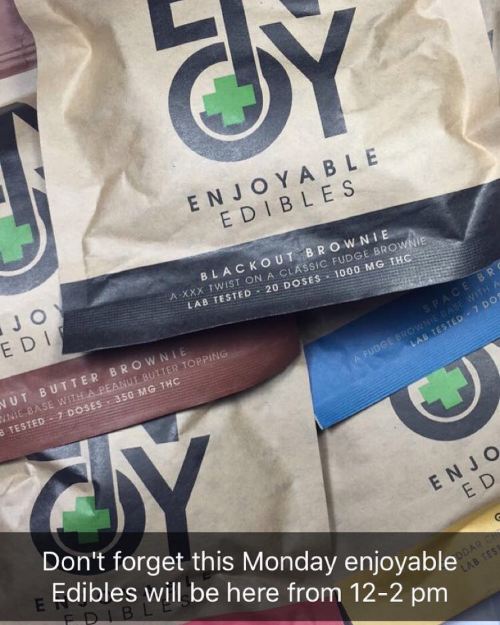 This Monday Aug 1st @enjoyable_edibles will be here from 12-2 pm passing out samples to all the pati