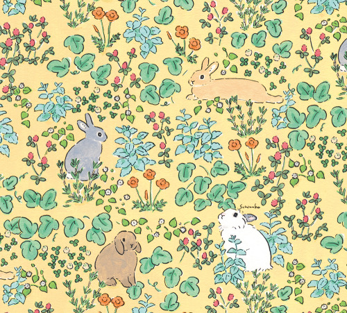 Yellow, rabbits and flowers