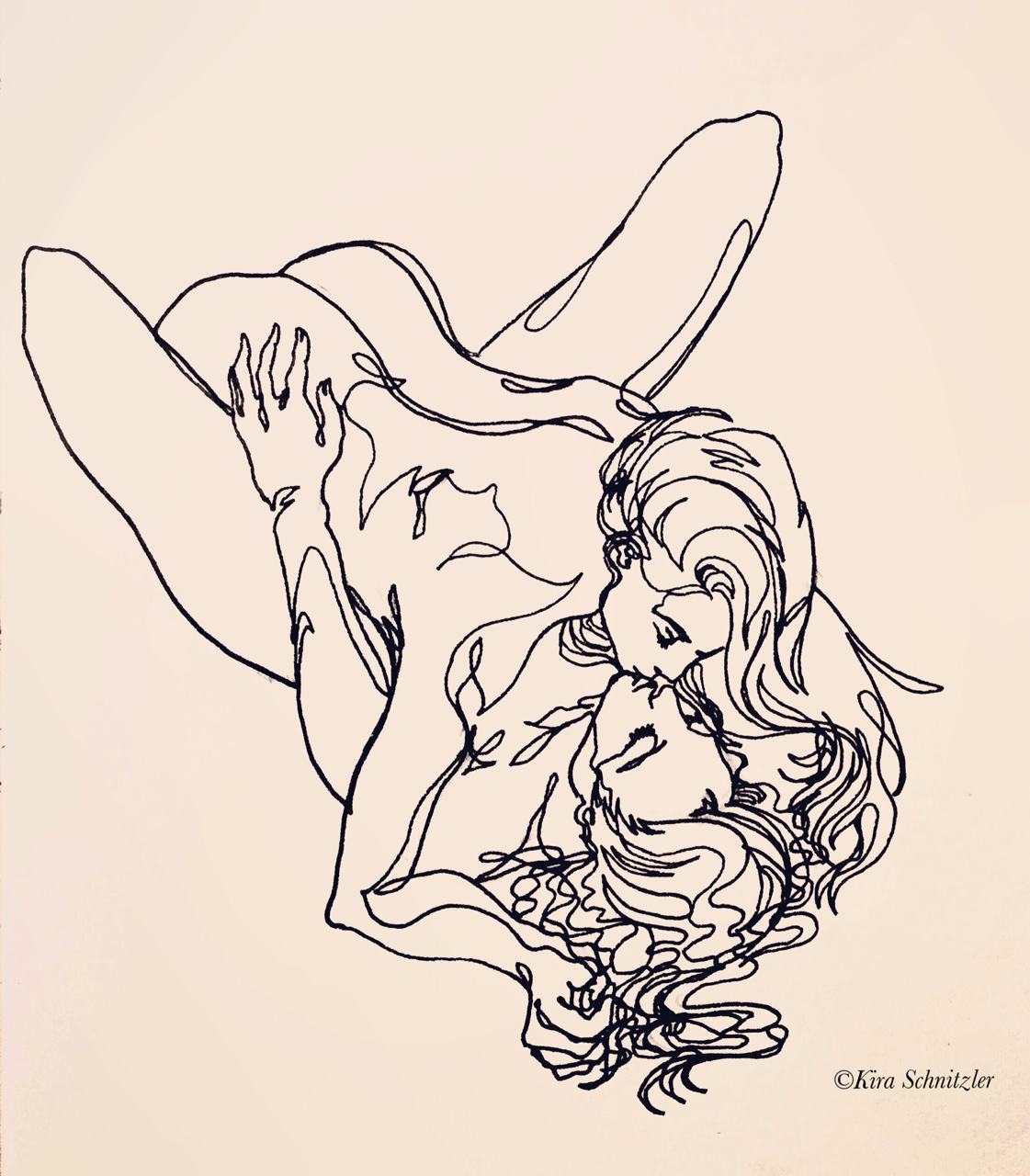 con-ti: Girls loving girls in one continuous line.