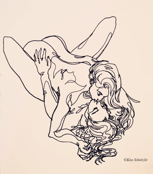 con-ti:Girls loving girls in one continuous line.
